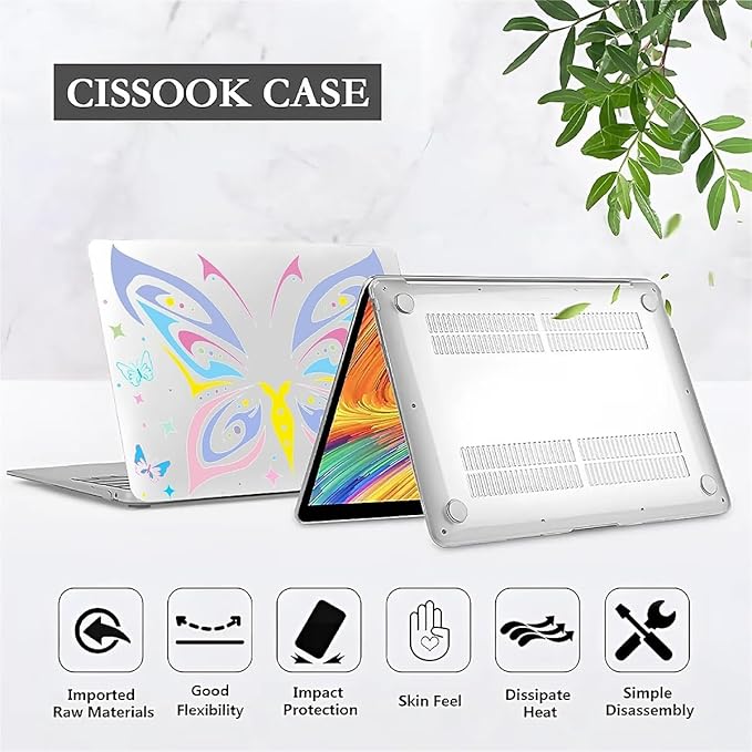 Compatible with MacBook Pro 13.3 Inch Case 2024 2023 2022-2016 Release Model M1 M2 A1706/A1708/A1989/A2159/A2289/A2251/A2338, Colorful Butterfly Hard Plastic Shell Cover Case