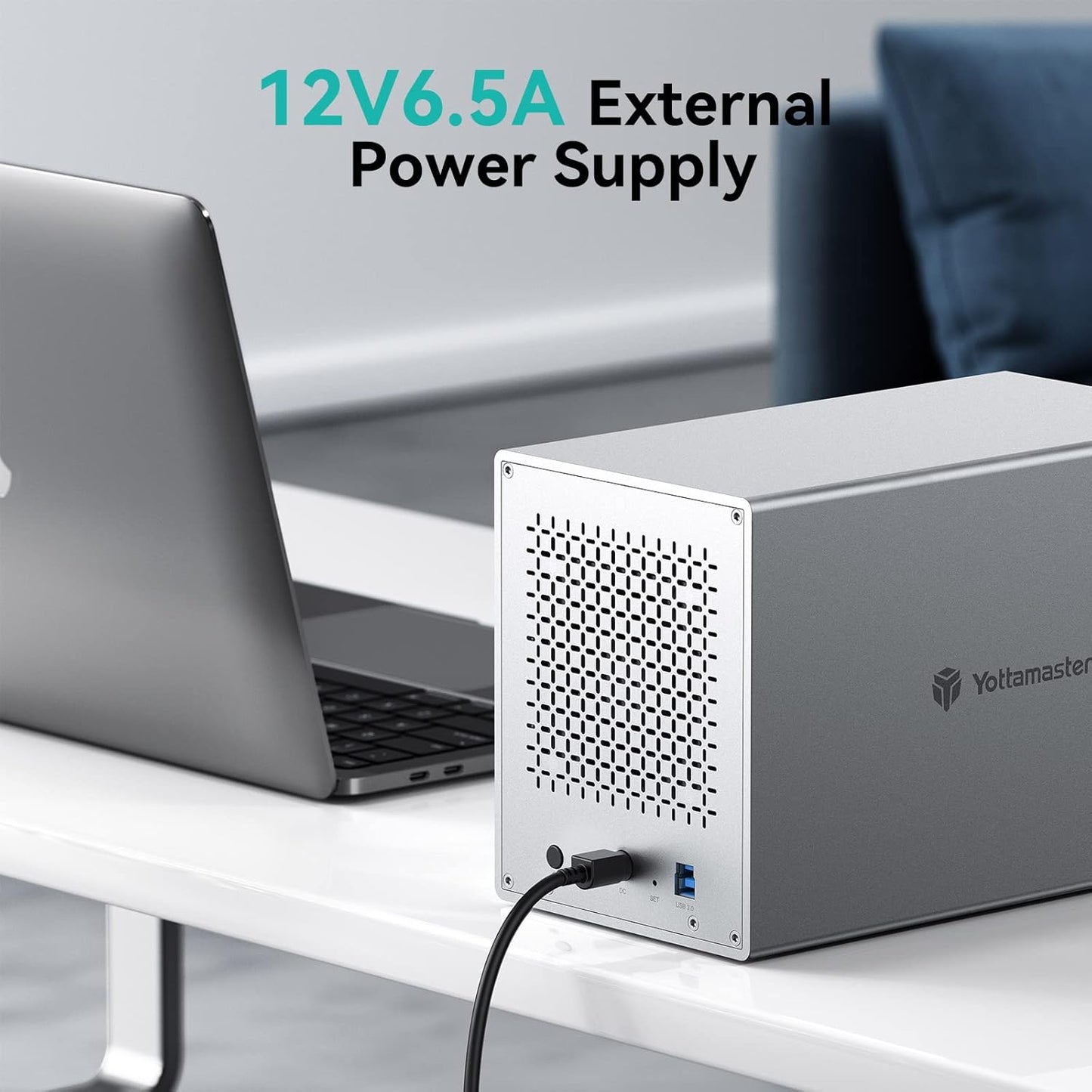 Yottamaster 5 Bay External Hard Drive Enclosure, Aluminum USB3.0 3.5" HDD Enclosure for 3.5 & 2.5 Inch SATA HDD/SSD, Support 90TB(5x18TB) Direct Attached Storage DAS, Non-RAID [PS500U3]