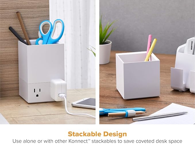 Bostitch Office Konnect Pencil Cup Desk Organizer, Pen Cup, 2-Pack, White
