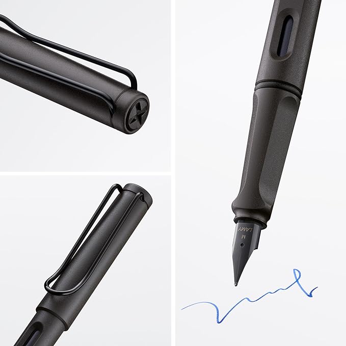 LAMY safari umbra - Fountain Pen with ergonomic grip & polished steel nib in size F - ideal for any Writing & Calligraphy - including LAMY T 10 blue cartridge - Right-Handed