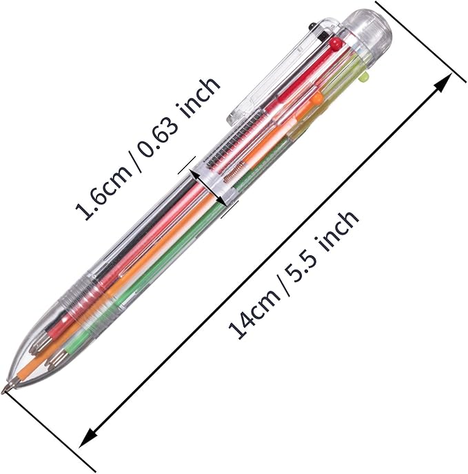 favide 12 Pack 0.5mm 6-in-1 Multicolor Ballpoint Pen,6-Color Retractable Ballpoint Pens for Office School Supplies Students Children Gift,Kids Party Favors