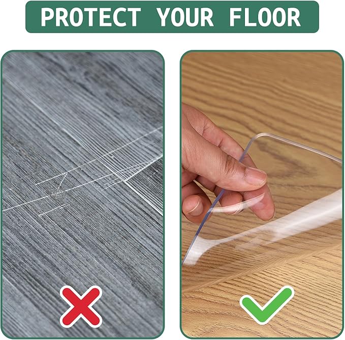 Clear Chair Mat for Hardwood Floors - 51''x63'' Heavy Duty Office Chair Mat, Rectangle Rolling Chair Mat for Hardwood, PVC Protector Hard Floor Mat for Computer&Desk Chair (51'' x 63'')