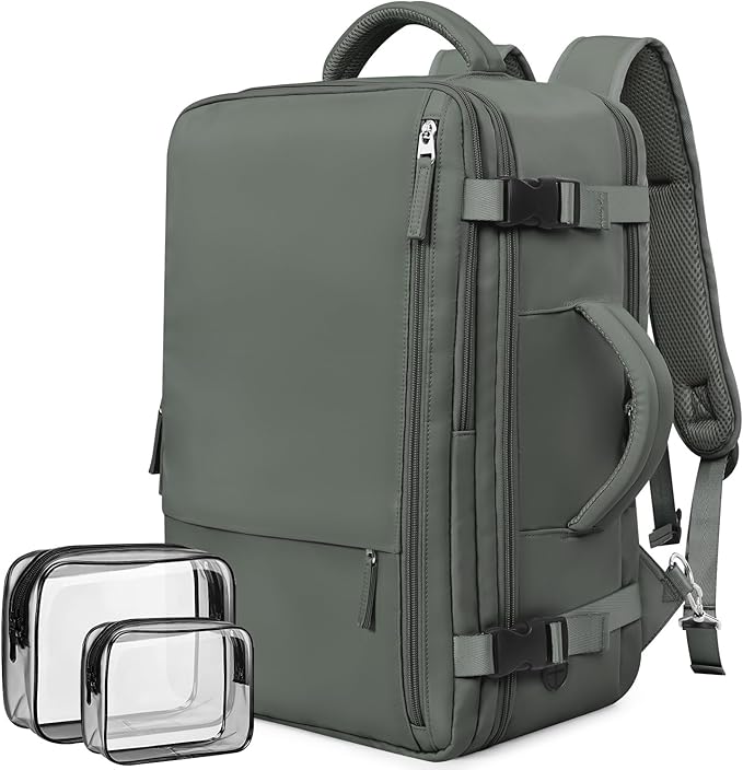Travel Backpack For Women Men Flight Approved, Carry-on Backpack Bag Luggage, Personal Item Backpack Bag, Laptop Backpack Casual Daypack, Travel Essentials Must Haves, Olive-green