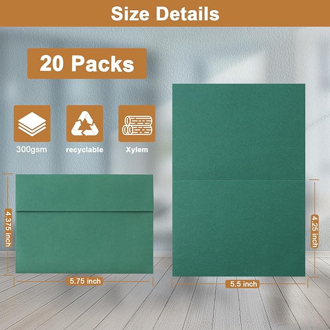 10 Assorted Colors Blank Thank You Cards and Envelopes 4.25 x 5.5 Heavyweight Folded Cardstock and A2 Envelopes Self Seal 20 Packs for Invitations, Wedding, Greeting Cards, Graduations