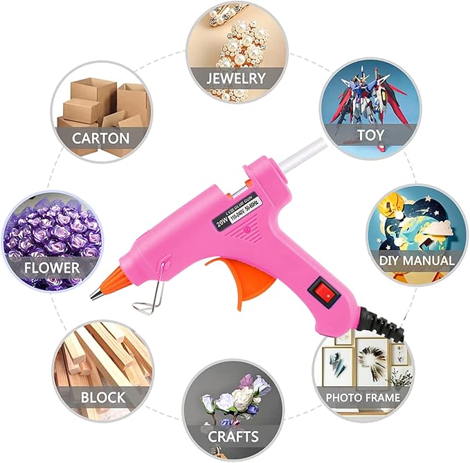 Mini Hot Glue Gun 10pcs Glue Stick Hot Glue Gun Set for Quick Fix Artist DIY Art Home 20w Pink