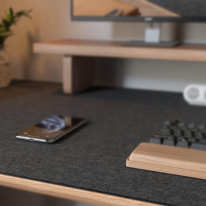 Large Felt Desk Mat,47.2"x 23.6",Non-Slip Desk Pad for Office and Home,120x60cm Full Table Mouse Pad,Keyboard Mats for Desk,Desktop Protection(Dark Gray)