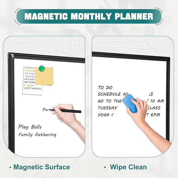 Double Sided Magnetic White Board, 36"x24" Dry Erase Whiteboard for Wall with Aluminum Frame Presentation Board for School, Office and Home