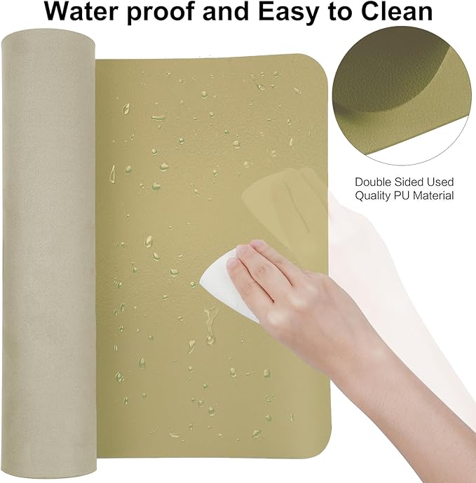 ‎Boutilon Leather Desk Pad 35"x 17" Non-Slip Mouse Pad,Office Desk Mat,Waterprooft PU Leather Desk Blotter,Desk Pad Protector,Desk Writing Pad for Home Office Decor (L-Golden,35"x 17")