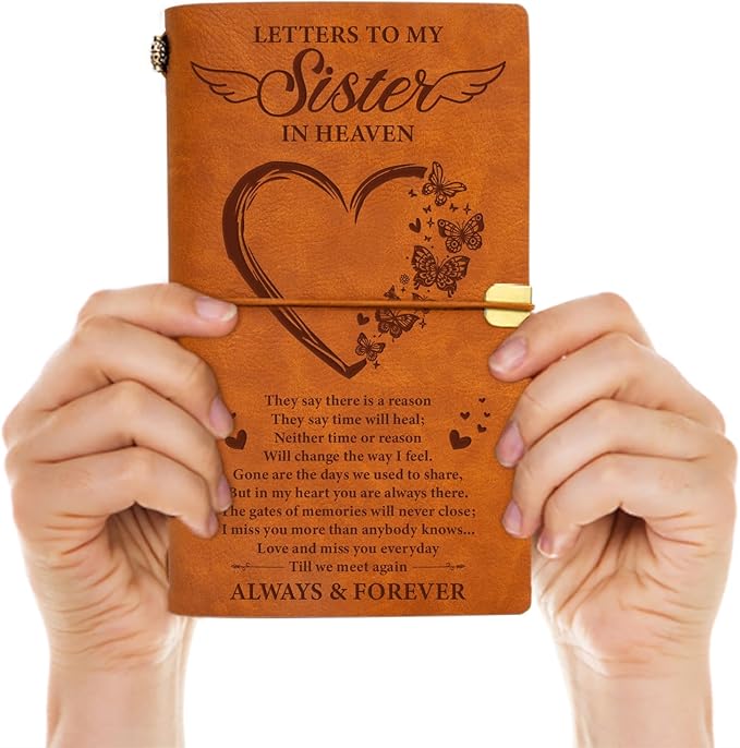 Vetbuosa Memorial Gifts for Loss of Sister-Leather Journal, Sympathy Gifts for Loss of Sister,In Memory of Sister,Bereavement Gifts for Loss of Sister,Remembrance/Funeral/Condolence Gifts for Loss of