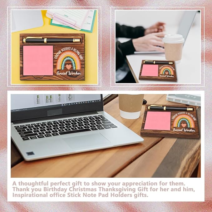 Social Worker Sticky Note Holder, Social Worker Appreciation Gifts, Thank You Gifts for Social Worker, Social Worker Office Decor Self-Stick Note Pad Holders YB382