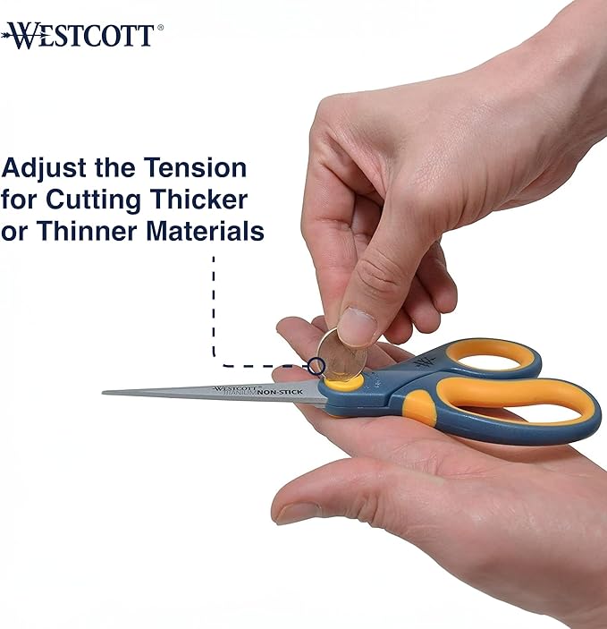 Westcott 8" Titanium-Bonded Non-Stick Scissors For Office & Home, Gray/Yellow, 3 Pack (15454)