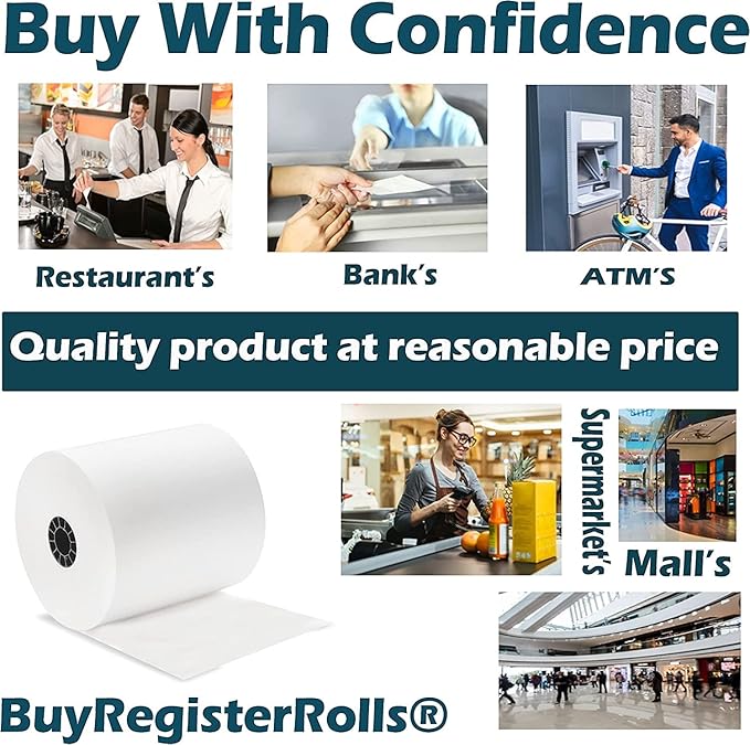 (32 Rolls) 3 1/8 x 230 Thermal Paper Receipt Rolls fits all Clover POS Cash Register Printers, Star Micronics SCP700 TSP100 TSP300 TSP400 TSP500 TSP600 TSP 700 TSP2000 CT S300 from BuyRegisterRolls
