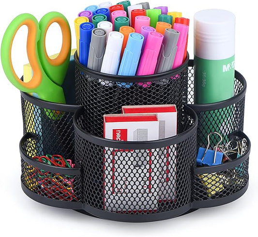 Pen Holder for Desk, Rotating Pencil Holder, Cup Holder for Desk Office, Pen Organizer in Black