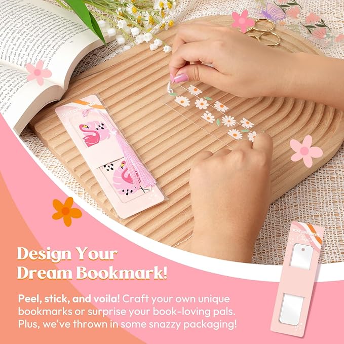 48PCS Bookmark Making Kit, 24 Acrylic Bookmark Blanks with 24Pcs Tassels, 24 UV Stickers about Fruit Theme, DIY Blank Bookmarks Waterproof UV DTF Transfers Stickers for Clear Bookmarks DIY Projects