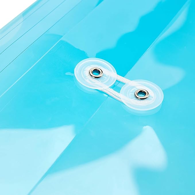 Plastic Legal Size Envelopes with String Tie Closure, 1-1/4" Expansion, Side Load, Clear File Folders Poly Project Paper Documents Organizer for Office School Home (Assorted Colors - 6 P)
