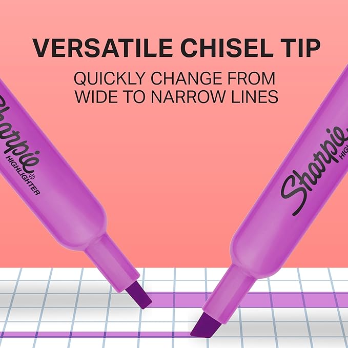 Sharpie Tank Style Highlighters, Chisel Tip Fluorescent Highlighter Marker Set, Office And Teacher Supplies, Assorted, 12 Count