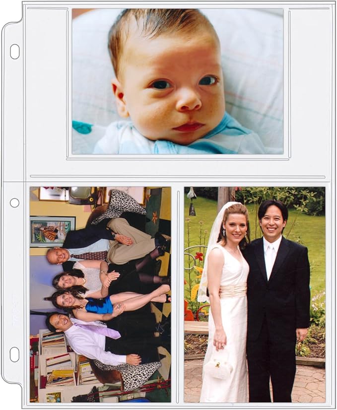 StoreSMART - Photo/Postcard Page for 3-Ring Binders - Archival-Safe Plastic - Three 4" x 6" Pocket - Holds six Photos/Postcards - 20-Pack - LC46-20