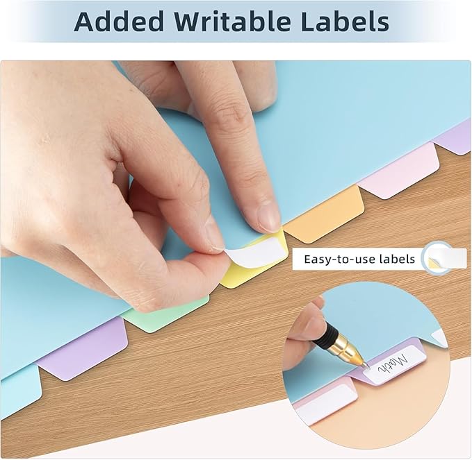 16Pcs/2 Sets Binder Dividers for 3 Ring Binder,8 Tab Binder Plastic Page dividers with Tab,8TAB Set,Multicolor