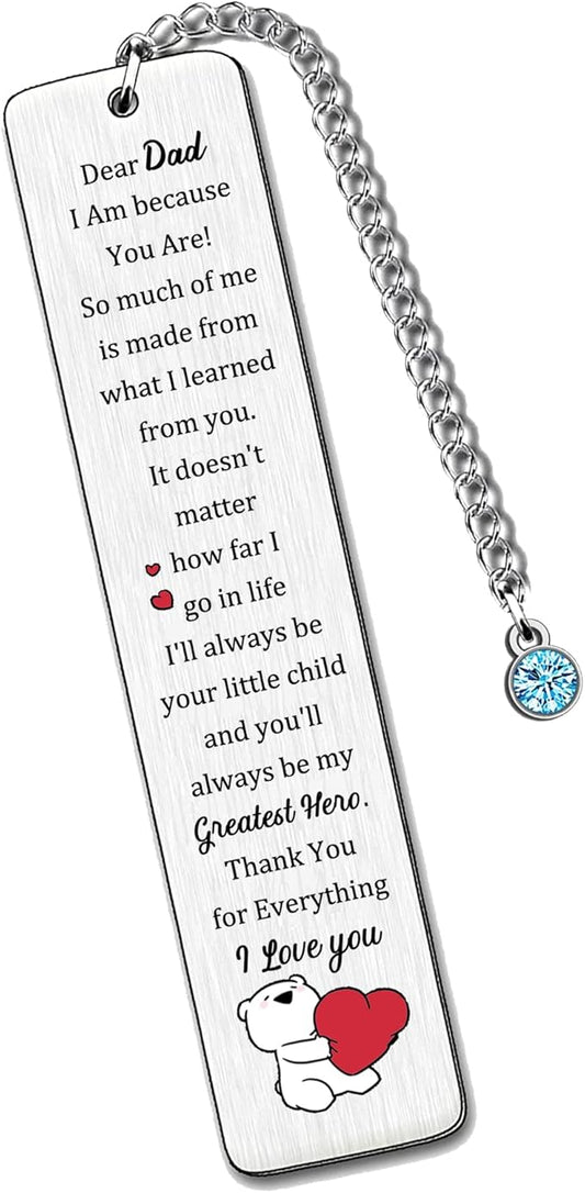 Dad Bookmarks Fathers Day Gift Thank You Daddy My Greatest Hero Bookmark Birthday Present Retirement Appreciate Family Love Quotes Keepsake Personalised Christmas Thanksgiving Book Accessory from Kids