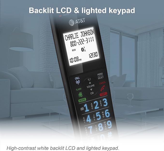 AT&T GL2113-31 Cordless Phone with Smart Call Blocker, Bluetooth Connect to Cell, Answering Machine, Full-Duplex Speakerphone