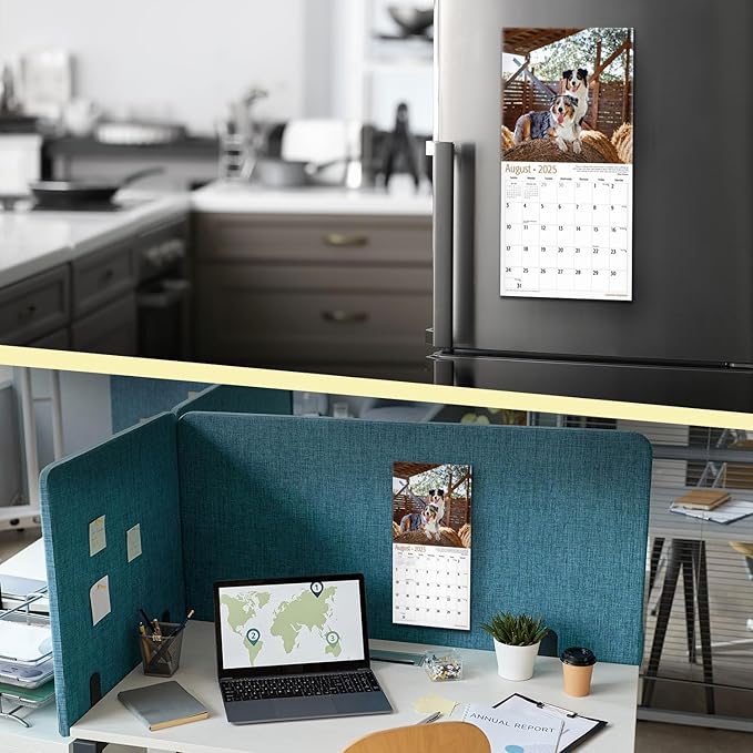 MICASA Australian Shepherds Mini 2025 Wall Calendar 12 Month | 7" x 14" Open | Thick & Sturdy Paper | Giftable | Calendar 2025