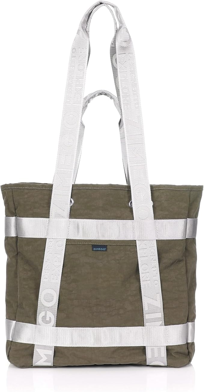 ZIMEGO Unisex Two-Tone Gym Tote Bag - Stylish Everyday Travel Tote with Double Top Handles