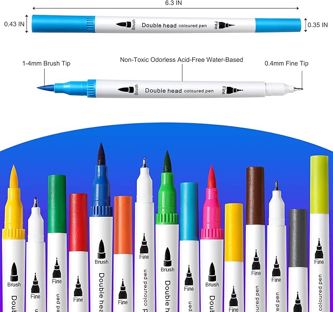 100 Colors Art Markers for Coloring,Coloring Pens,Dual Brush Tip Markers for Kids Adult Drawing,Fine Tip Pens for Art,Journaling,Doodling & Lettering