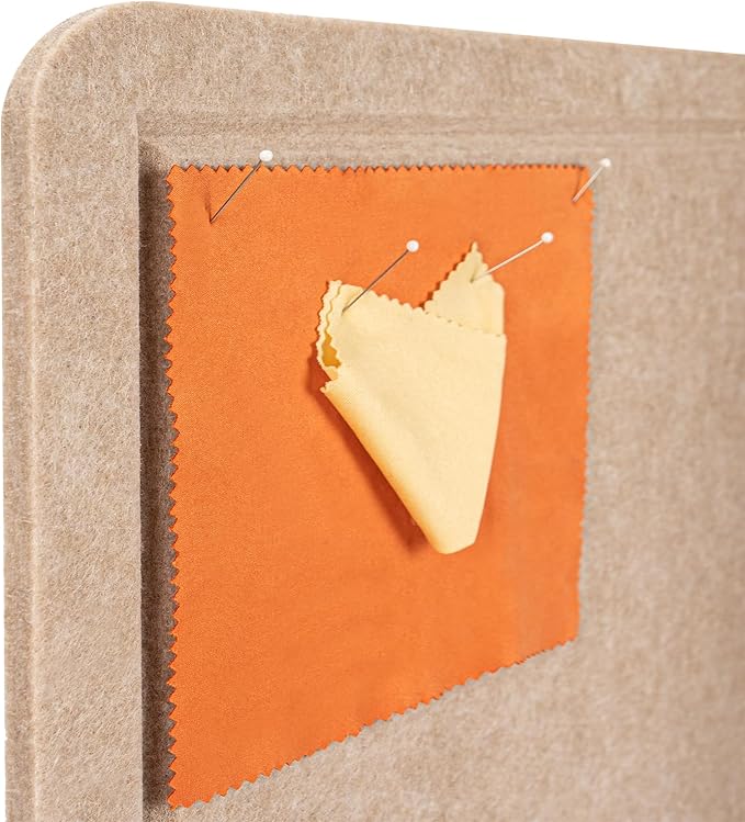 Large Bulletin Board - 48 x 48 Inches, Decorative Felt Pin Board for Wall - 4' x 4' Foldable Photo Display Board with Self-Adhesive Tape, Includes 20 Push Pins - Beige Brown