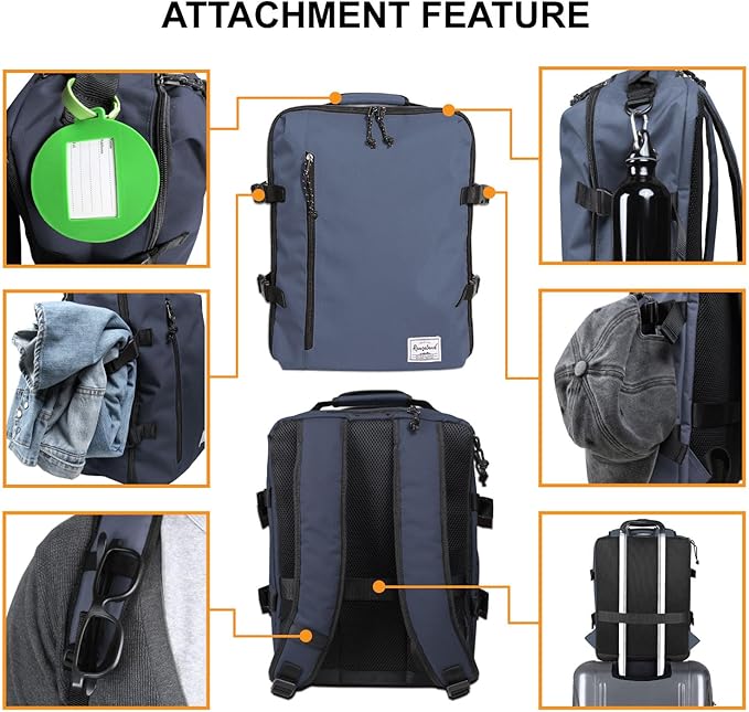 Small Carry-on Personal Item Backpack with luggage strap, Laptop Backpack for Men and Women, Business Travel Gym Sport, Pewter