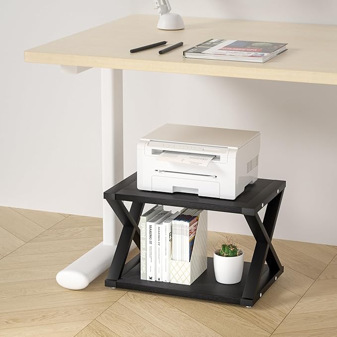 Desktop Printer Stand,2-Tier Desk Space Organizer for Home Office,Storing Heavy Duty Fax Machine, Scanner,Black