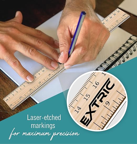 Rulers 12 Pack - Rulers 12 Inch, Wood Ruler with Metal Edge Great for School, Classroom, Home, and Office