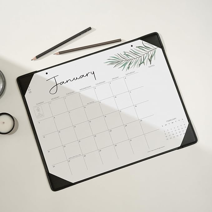 Cabbrix Desk Calendar 2025-2026 with Desktop Mat, Simple Desk Pad Calendar 15 x 12 Inch Runs From January 2025 to June 2026, Desk Blotter Calendar for Home School and Office