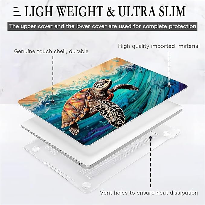 Compatible with MacBook Air 13.3 inch Case 2018-2020 Release A1932 A2179 A2337, Animal Sea Turtle Hard Plastic Shell Cover Case