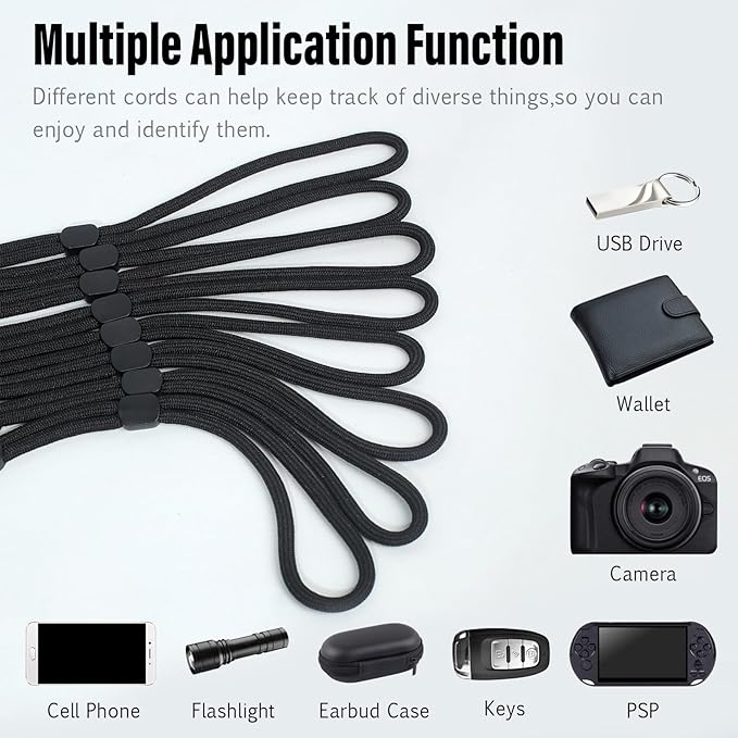 Wrist Strap Lanyard, 8 Pack Adjustable Wristlet Phone Lanyards for Keys, Cell Phone, Camera, USB Flash Drives, Flashlight, Keychain, ID Name Tag Badge(Black)