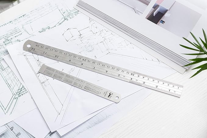 Mr. Pen Steel Rulers, 6 inch and 12 inch Metal Rulers, Pack of 2