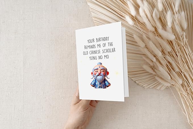 Yung No Mo Greeting Card - Funny Happy Birthday Cards for Women Men Him Her - Funny Birthday Gift Idea for for Sister Brother Mom Dad - Bday Gifts for Bestie Husband Wife Boyfriend Girlfriend