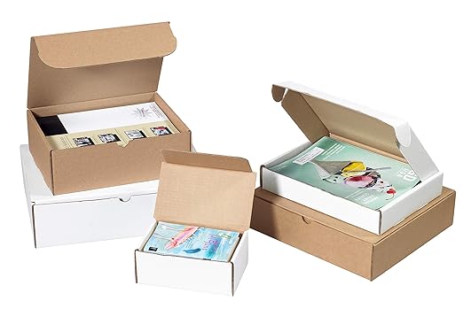 Boxes Fast BFMFL15112 Deluxe Literature Cardboard Mailers, 15 1/8 x 11 1/8 x 2 Inches, Corrugated Die-Cut Shipping Boxes, Large White Mailing Boxes (Pack of 50)
