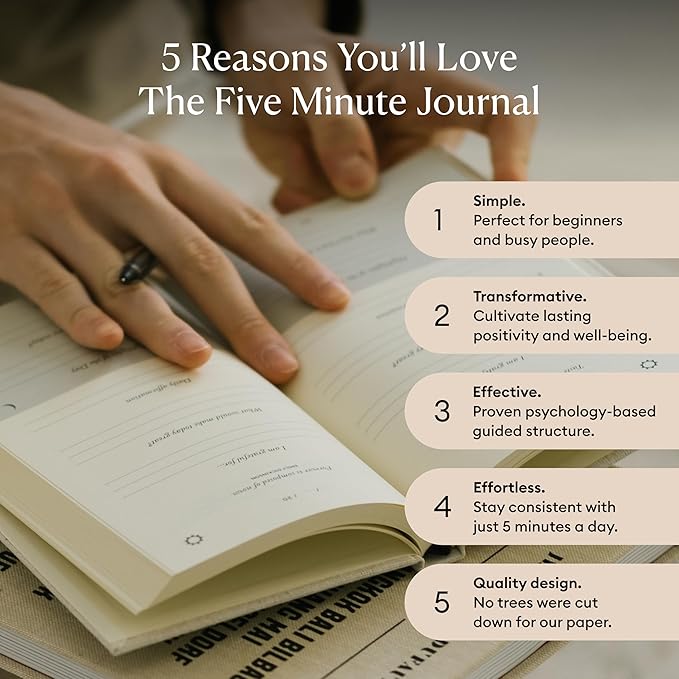 Spanish Five Minute Journal, Original Daily Gratitude Journal, Reflection & Manifestation Journal for Mindfulness, Undated Daily Journal, Plastic-Free - Intelligent Change