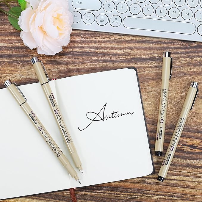 Muchcute Extra Fine Point Writing Pens:6 Black 0.25mm Ultra Thin Micron Pen 01 No Bleed Bible Journaling Study Supplies Annotation Smooth Waterproof Micro Line Tip Fineliner Gel Felt Ink Markers Stuff