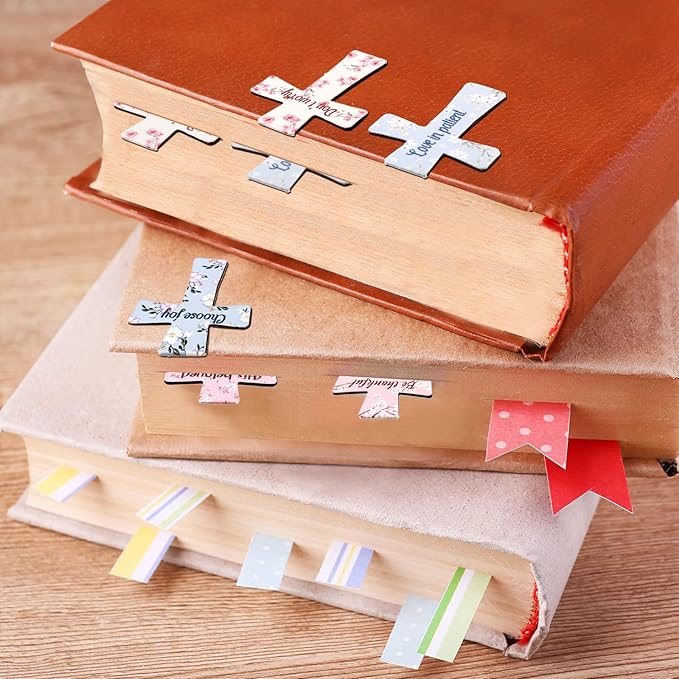 48 Pcs Magnetic Bookmarks Christmas Bible Gift Christian Scripture Inspirational Book Marks Bible Verse Cross Bookmark Magnetic Page Clips for Women Men School Reading Gifts(Floral Style)