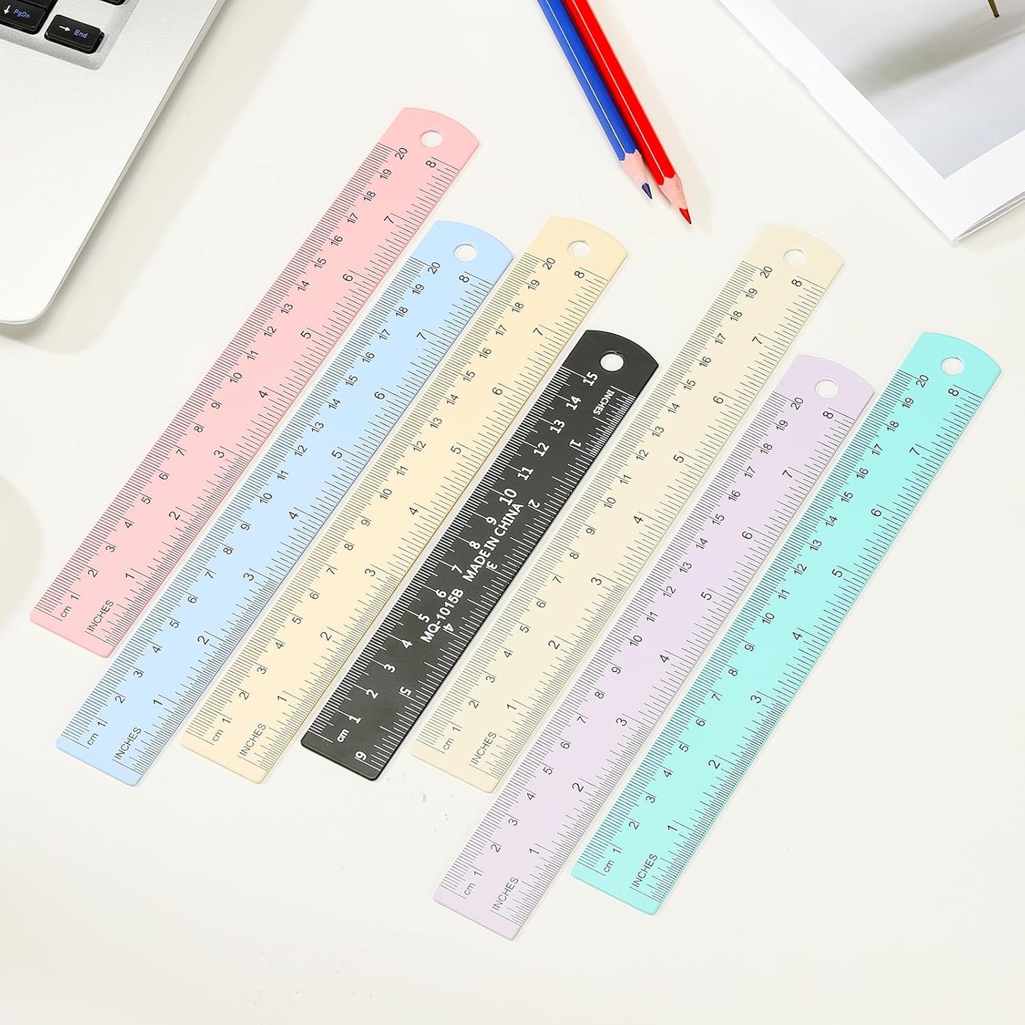 PATIKIL 30cm/12 Metal Ruler, 2 Pack Aluminum Alloy Rulers with Centimeters, Millimeters, Inches and Conversion Table Straight Edge Ruler for Writing Machinist Drafting, Yellow