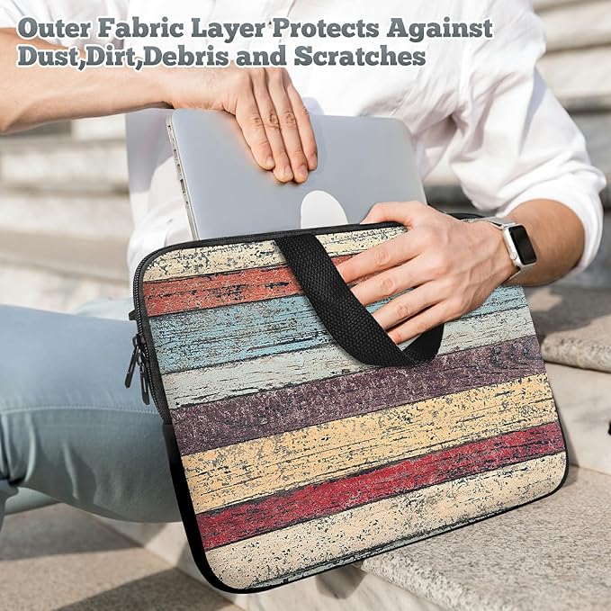 Universal Laptop Sleeve Tablet Case 12 inch, Retro Wood Slim Carrying Case Durable Handbag Travel Laptop Bag for Surface Pro 9 8 7/Laptop Go 2 3, MacBook Air 11/12