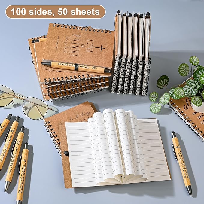INSADA 60 Sets of Christian Gifts Spiral Notebooks Bulk Journals with Christian Pens Prayer Journal Christian Journal for Teachers Students Friends Colleagues and Family Christmas Gifts