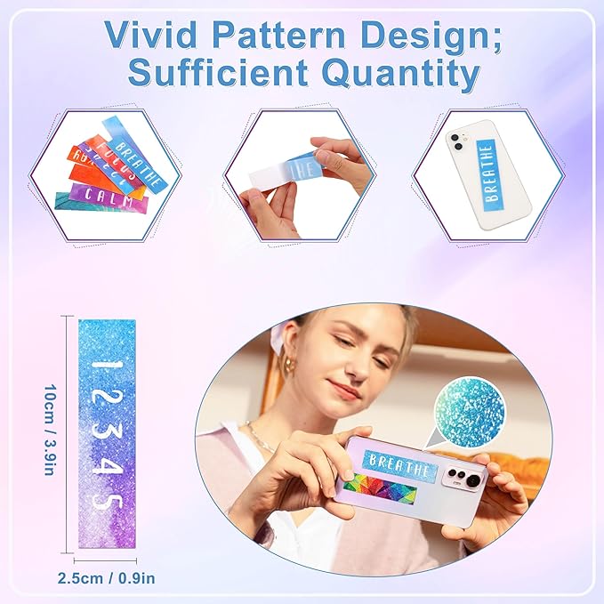 50PCS Calm Strips for Anxiety Sensory Stickers Calm Stickers for Relieve Adults Kids Teens Fidgets Stress Office&Classroom Supplies Anxiety Relief Items with Tactile Textured Surface Patterns(Multi)