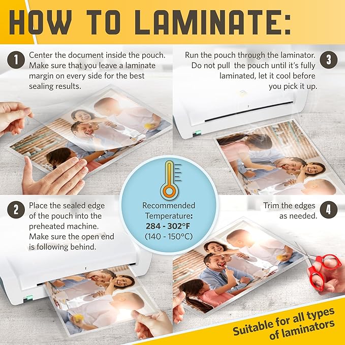 Thermal Laminating Pouches 9” x 14.5”, 5 Mil Thick, 20 Pack, Suited for Legal Size Laminating Sheets 8.5 x 14