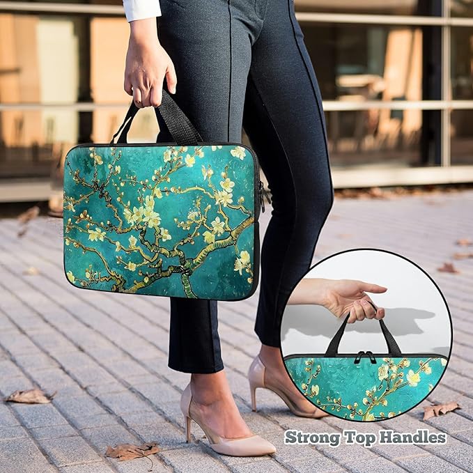 Universal Tablet Laptop Sleeve Case 10 inch, Art Plum Blossom Slim Carrying Case Durable Handbag Travel Laptop Bag for 7 to 10-inch Laptops/Notebook/Kids Tablet/ipad/eBook Readers