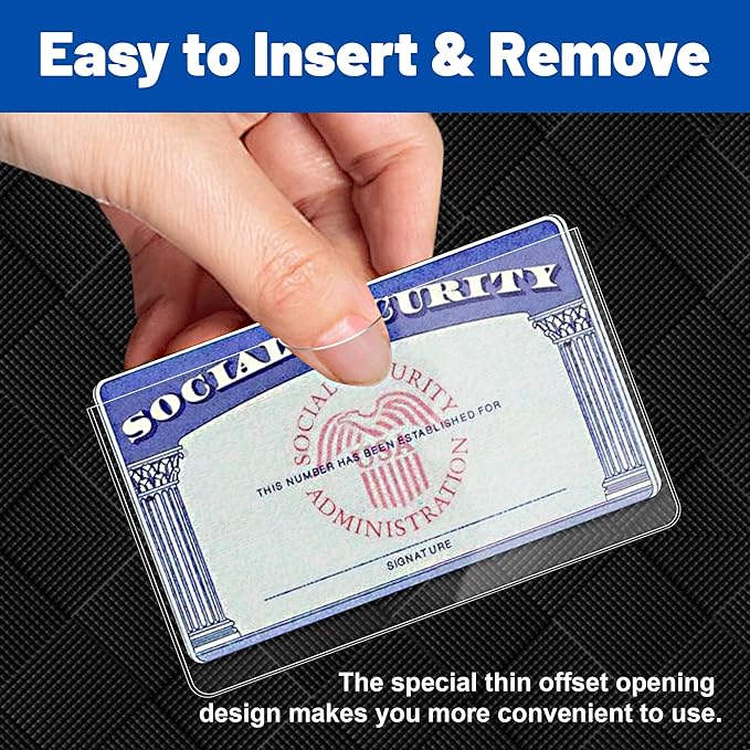 60 Pack Social Security Card Protector Sleeves, Ultra Clear & Durable 31Mil Waterproof SSN/New Medicare/Credit Card Holder, Soft ID/Debit/Credit Card Covers