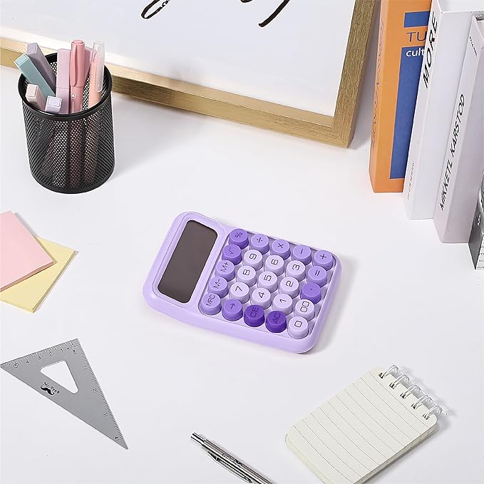 Mr. Pen- Mechanical Switch Calculator, 12 Digits, Large LCD Display, Purple Calculator Big Buttons, Mechanical Calculator, Calculators Desktop Calculator, Cute Calculator, Aesthetic Calculator