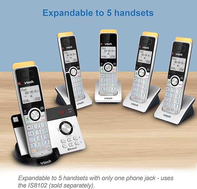 VTECH IS8121 Super Long Range up to 2300 Feet DECT 6.0 Bluetooth Expandable Cordless Phone for Home with Answering Machine, Call Blocking, Connect to Cell, Intercom and Expandable to 5 Handsets