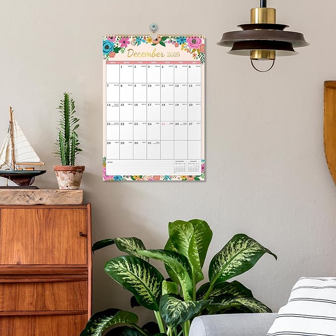 2025 Wall Calendar - Calendar 2025, 12 Monthly Wall Calendar 2025 from Jan. 2025 - Dec. 2025, 12" x 17", Perfect for Home & Office Planning